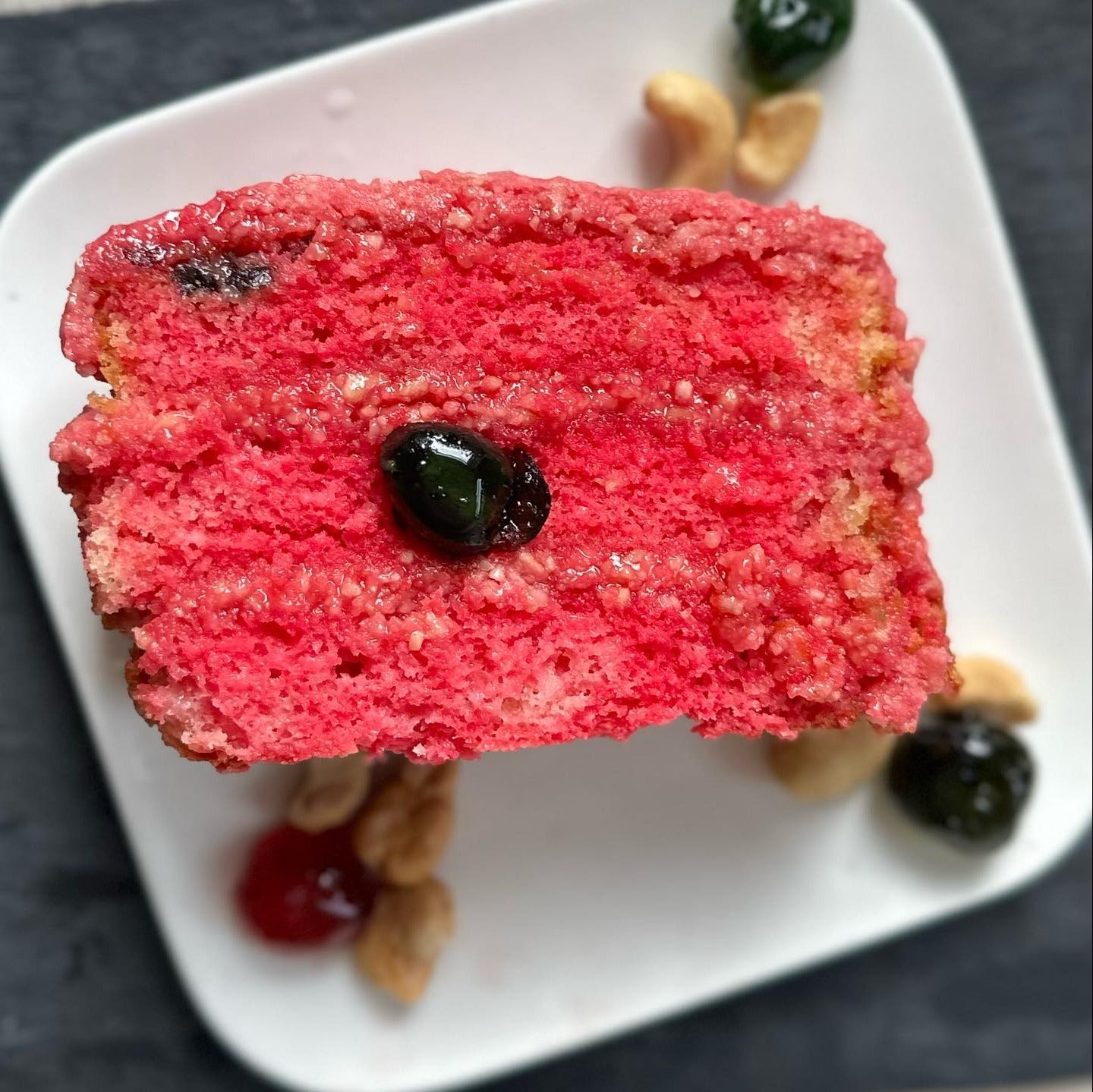 Cherry Cashew Cake Slice | Cherry Kashupete